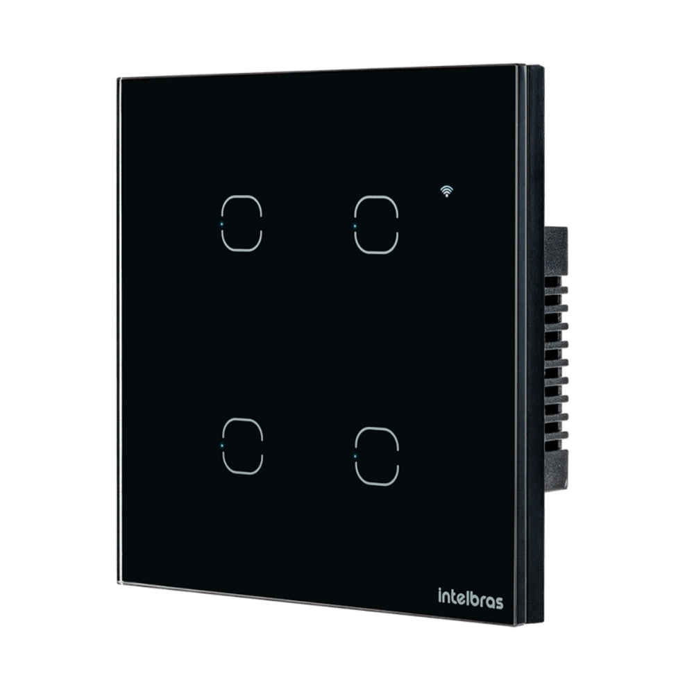 CONJUNTO 4X4 4 INTERRUPTOR TOUCH PRETO WIFI SMART - INTELBRAS