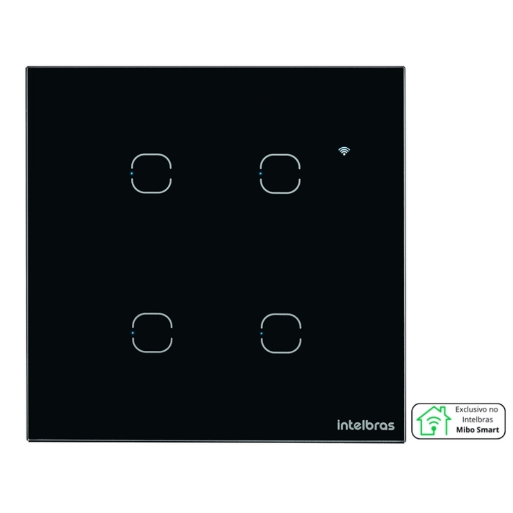 CONJUNTO 4X4 4 INTERRUPTOR TOUCH PRETO WIFI SMART - INTELBRAS