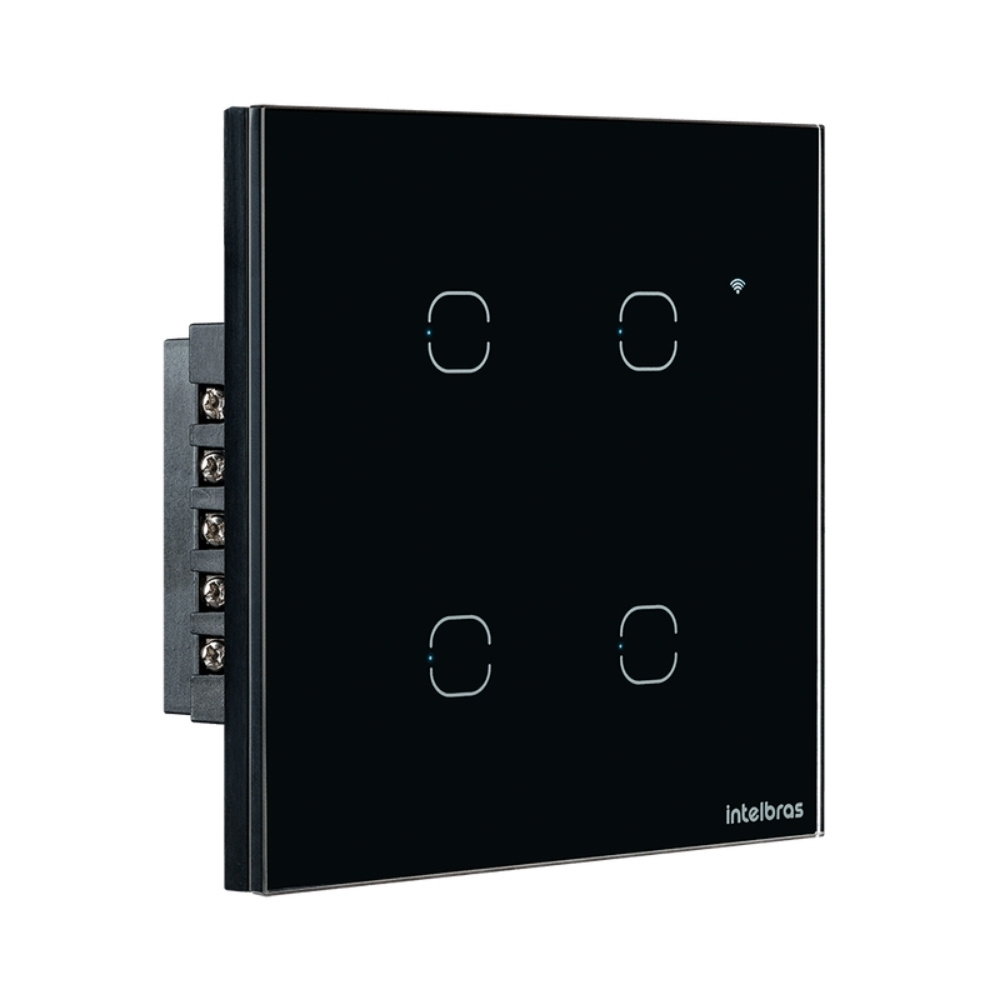 CONJUNTO 4X4 4 INTERRUPTOR TOUCH PRETO WIFI SMART - INTELBRAS
