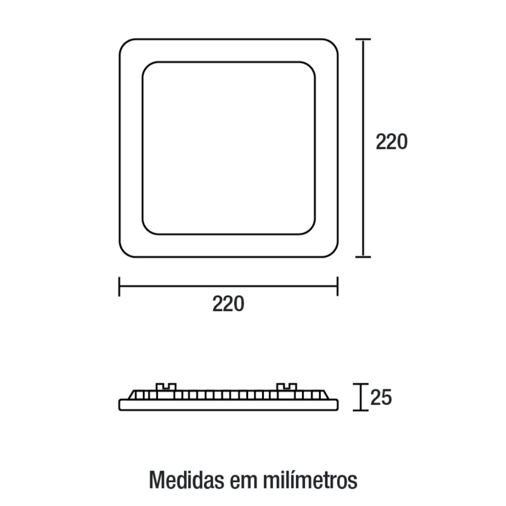 PAINEL LED EMBUTIR 18W BIVOLT 6500K 1620LM QUADRADO PRETO 22CM - BLUMENAU