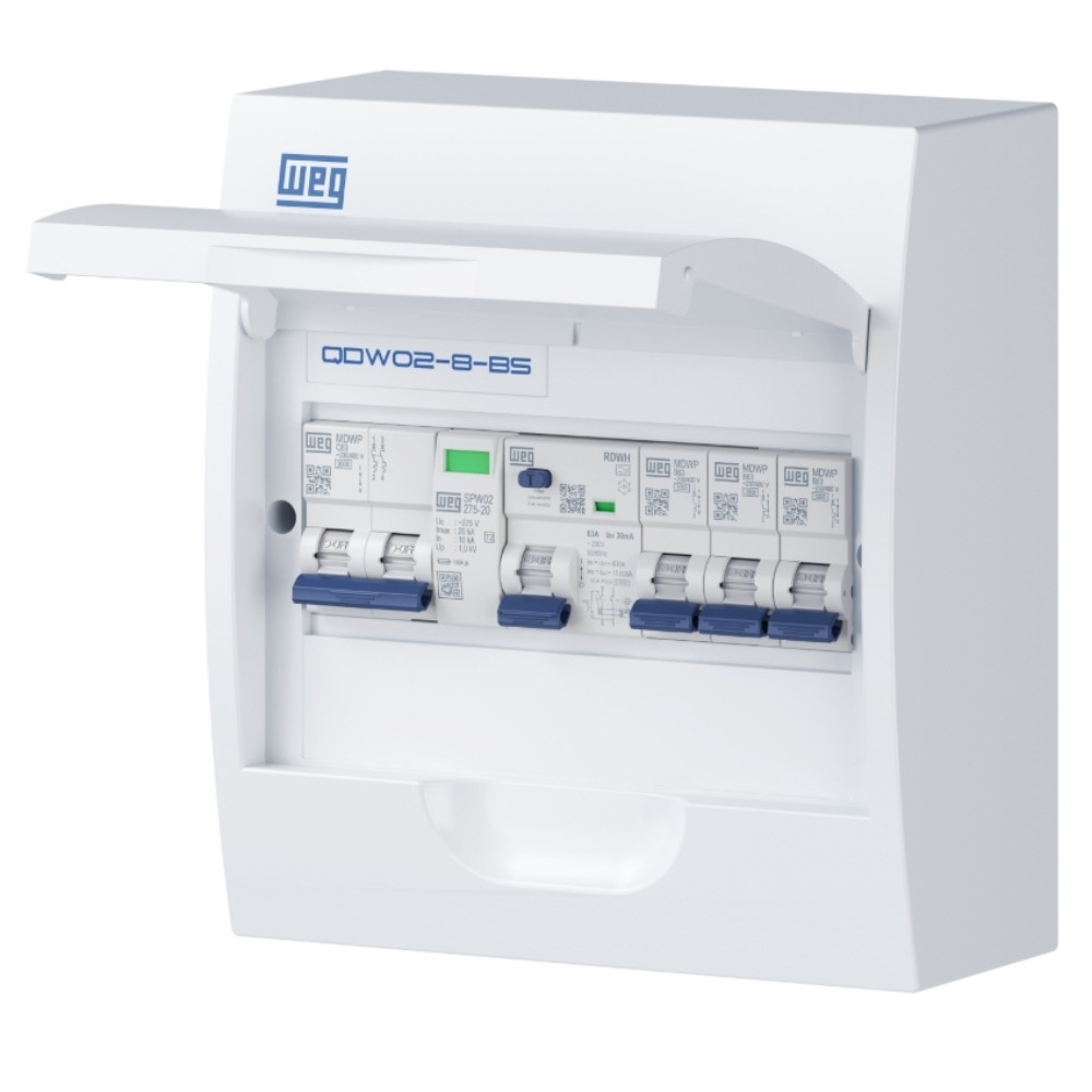 QUADRO SOBREPOR PARA 8 DISJUNTORES DIN PVC PORTA BRANCO - WEG