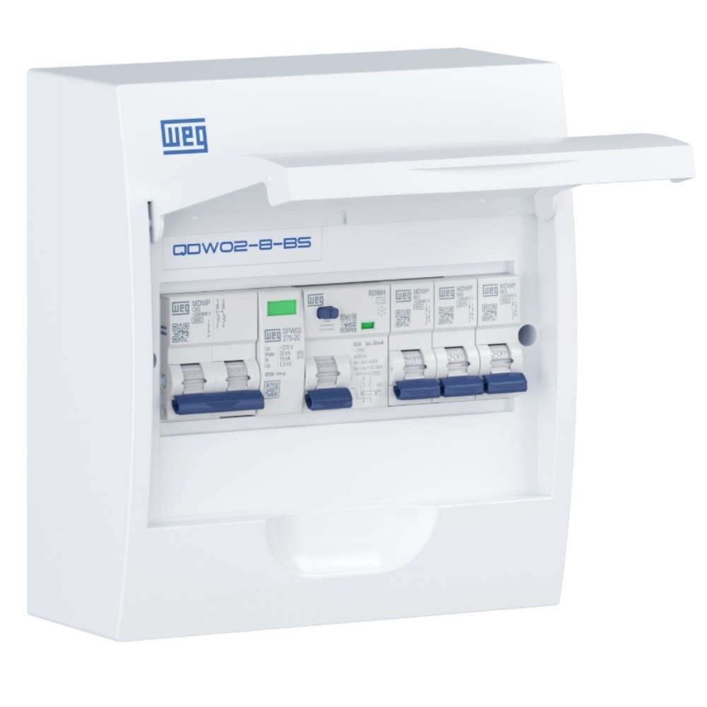 QUADRO SOBREPOR PARA 8 DISJUNTORES DIN PVC PORTA BRANCO - WEG