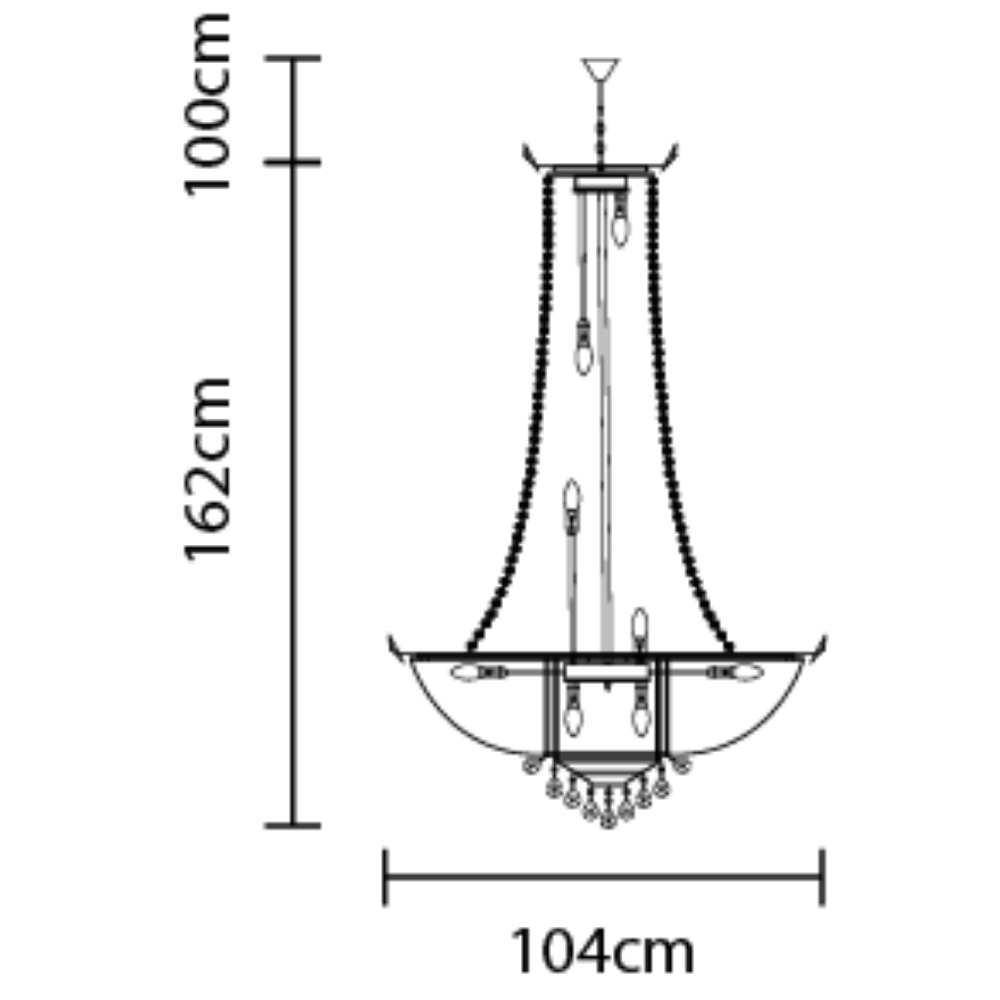 PENDENTE VIENNA PARA 28 LAMPADAS E14 CRISTAL TRANSPARENTE - HEVVY