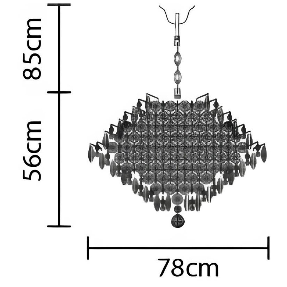 PENDENTE DIAMOND PARA 17 LAMPADA G9 CRISTAL CABO 85CM DOURADO CRISTAL - HEVVY