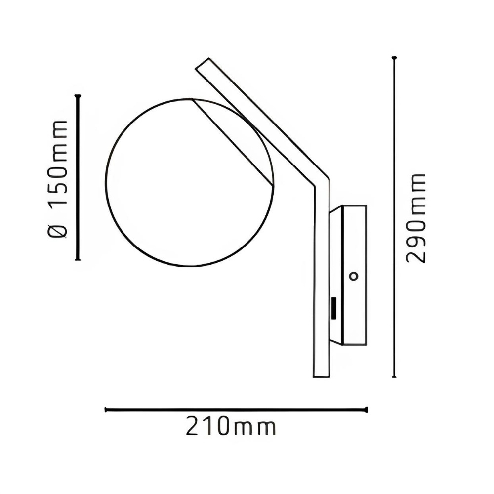 ARANDELA HANOVER PARA 1 LAMPADA E27 QUADRADA PRETO GLOBO 15CM - KIN LIGHT