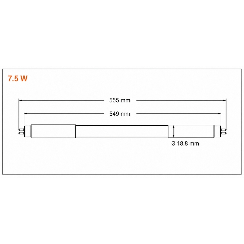 LAMPADA LED TUBULAR T5 7,5W BIVOLT LUZ BRANCA 6500K 900LM G5 0,55 METROS - LEDVANCE
