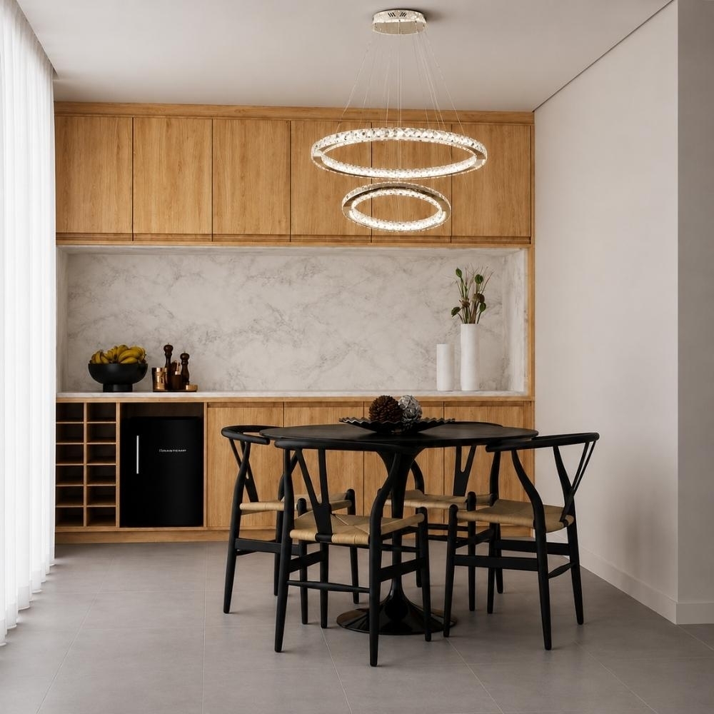 PENDENTE LED SLIM ESPECIAL 2 ALIANCAS 31W LUZ AMARELA 3000K CROMADO - DNA