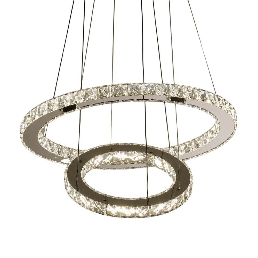 PENDENTE LED SLIM ESPECIAL 2 ALIANCAS 31W LUZ AMARELA 3000K CROMADO - DNA