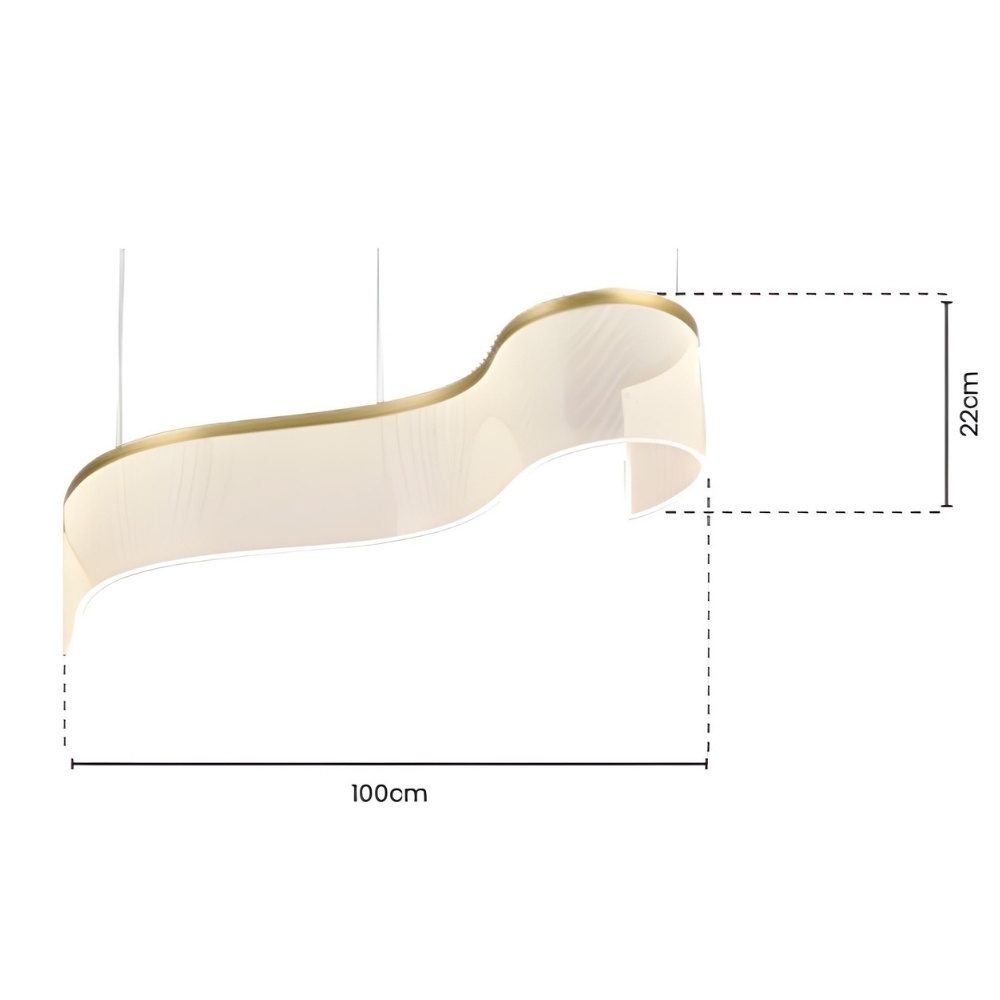 PENDENT LED SINUOUS 100X20 45W BIVOLT LUZ AMARELA 3000K 1920LM DOURADO - SKYLIGHT