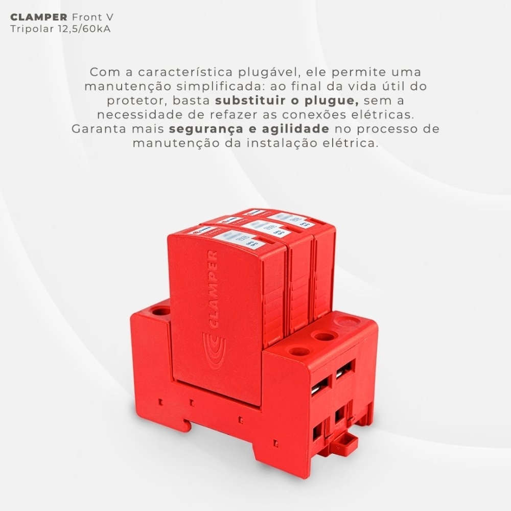PROTETOR DE SURTO 3 POLOS 60KA 275VCA FRONT CLASSE 2 - CLAMPER