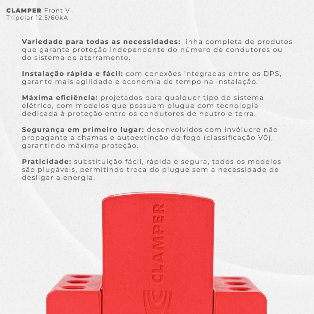 PROTETOR DE SURTO 3 POLOS 60KA 275VCA FRONT CLASSE 2 - CLAMPER