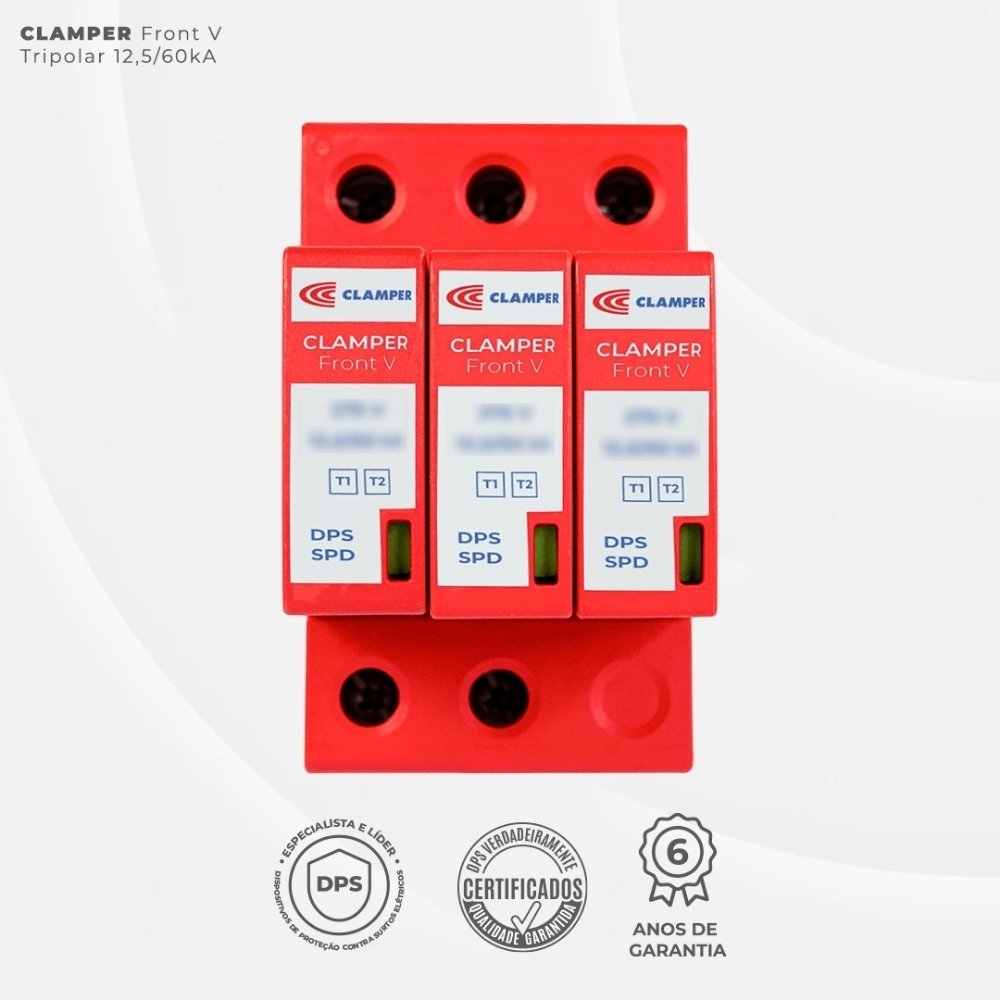 PROTETOR DE SURTO 3 POLOS 60KA 275VCA FRONT CLASSE 2 - CLAMPER