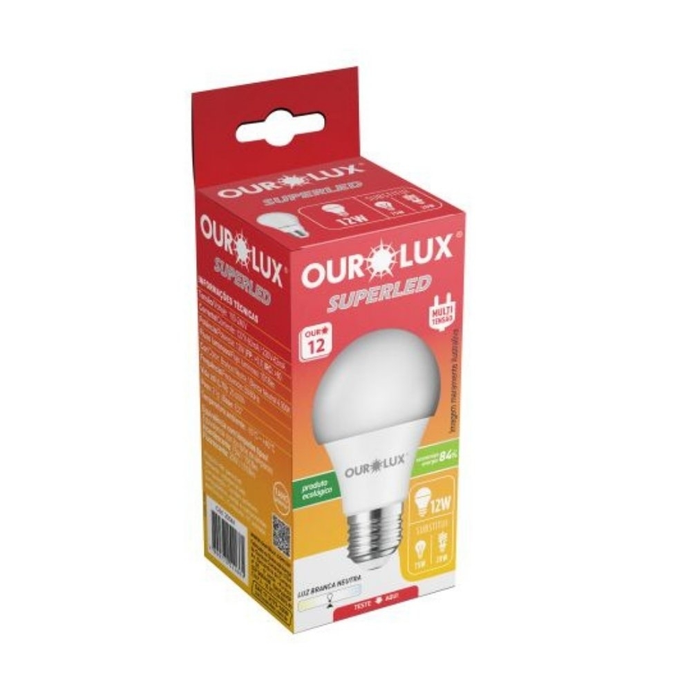 LAMPADA LED BULBO E27 12W BIVOLT LUZ NEUTRA 4000K 1018LM - OUROLUX