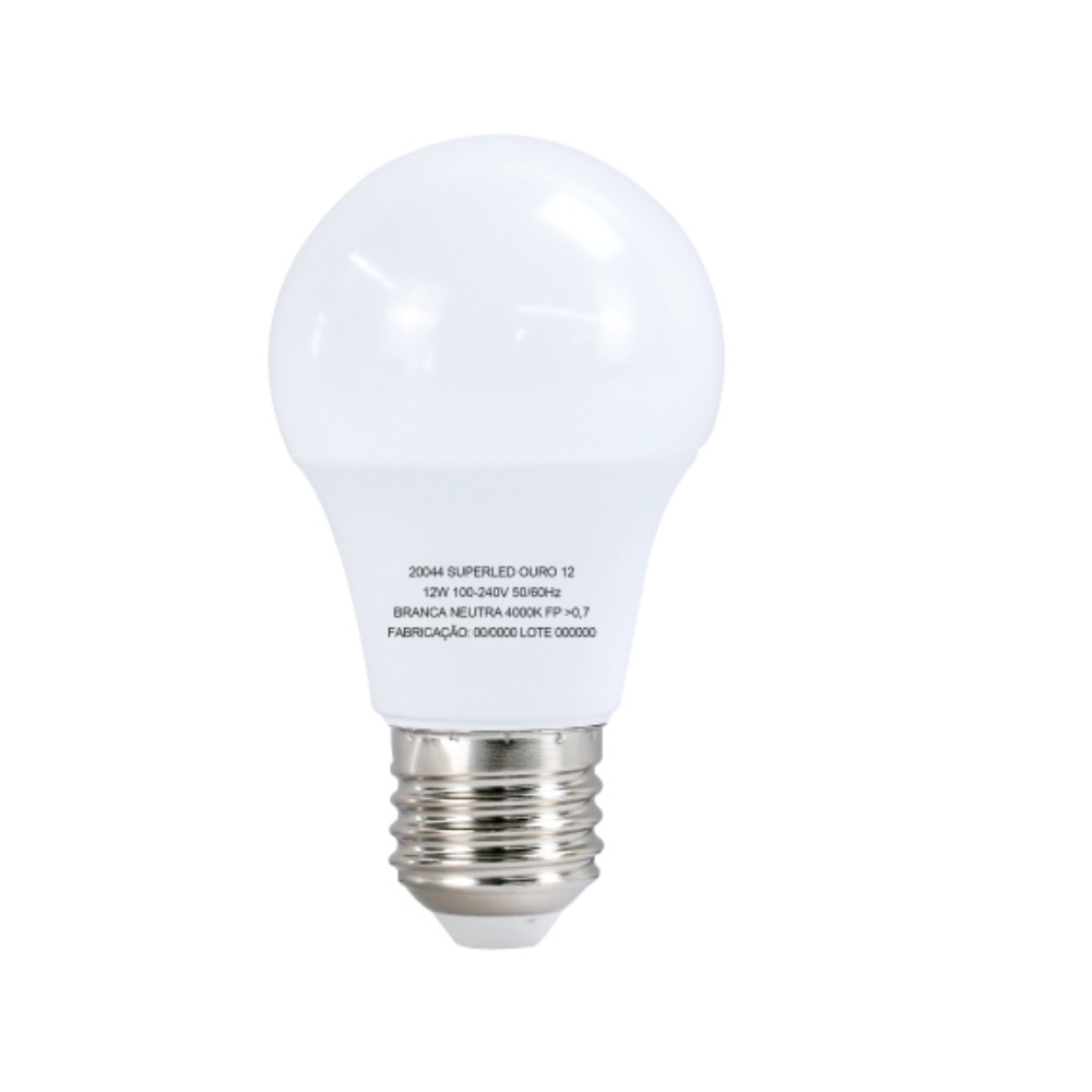 LAMPADA LED BULBO E27 12W BIVOLT LUZ NEUTRA 4000K 1018LM - OUROLUX