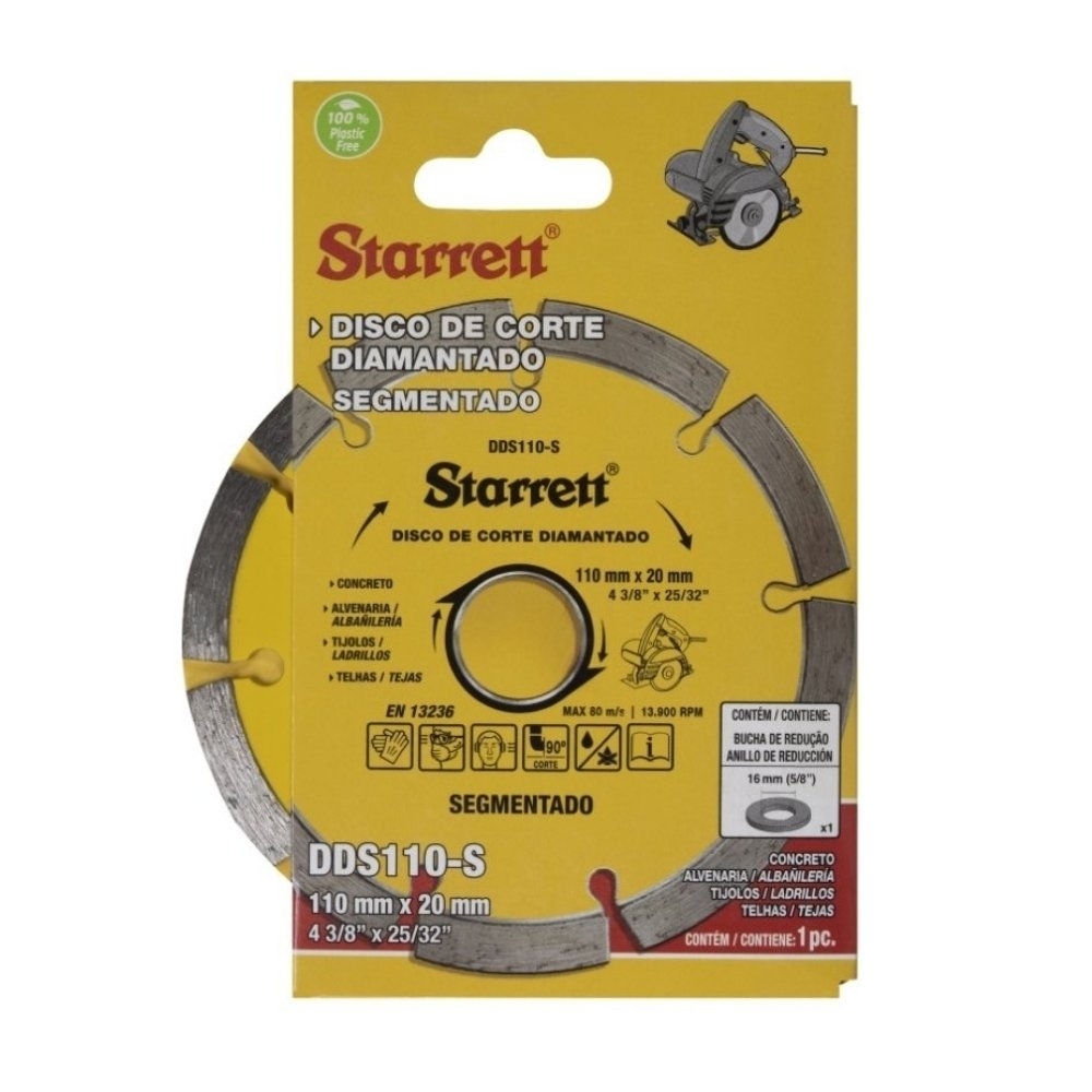 DISCO CORTE DIAMANTADO 110X20MM SEGMENTADO - STARRETT