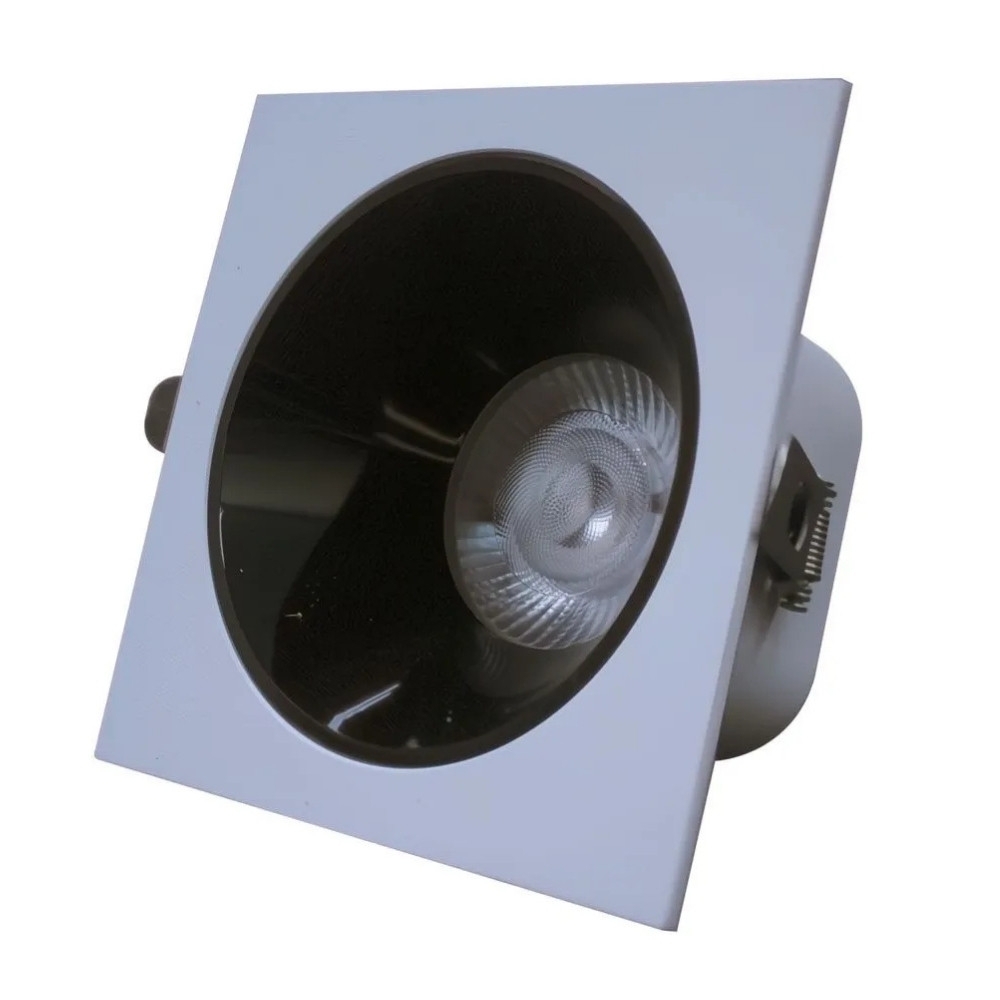 SPOT LED MIRA 18W BIVOLT LUZ AMARELA 2700K 1800LM 24G BRANCO PRETO QUADRADO - GAYA