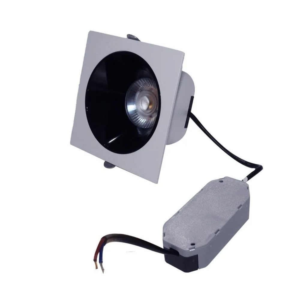 SPOT LED MIRA 18W BIVOLT LUZ AMARELA 2700K 1800LM 24G BRANCO PRETO QUADRADO - GAYA