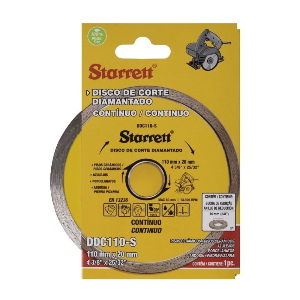 DISCO CORTE DIAMANTADO 110X20MM CONTINUO - STARRETT