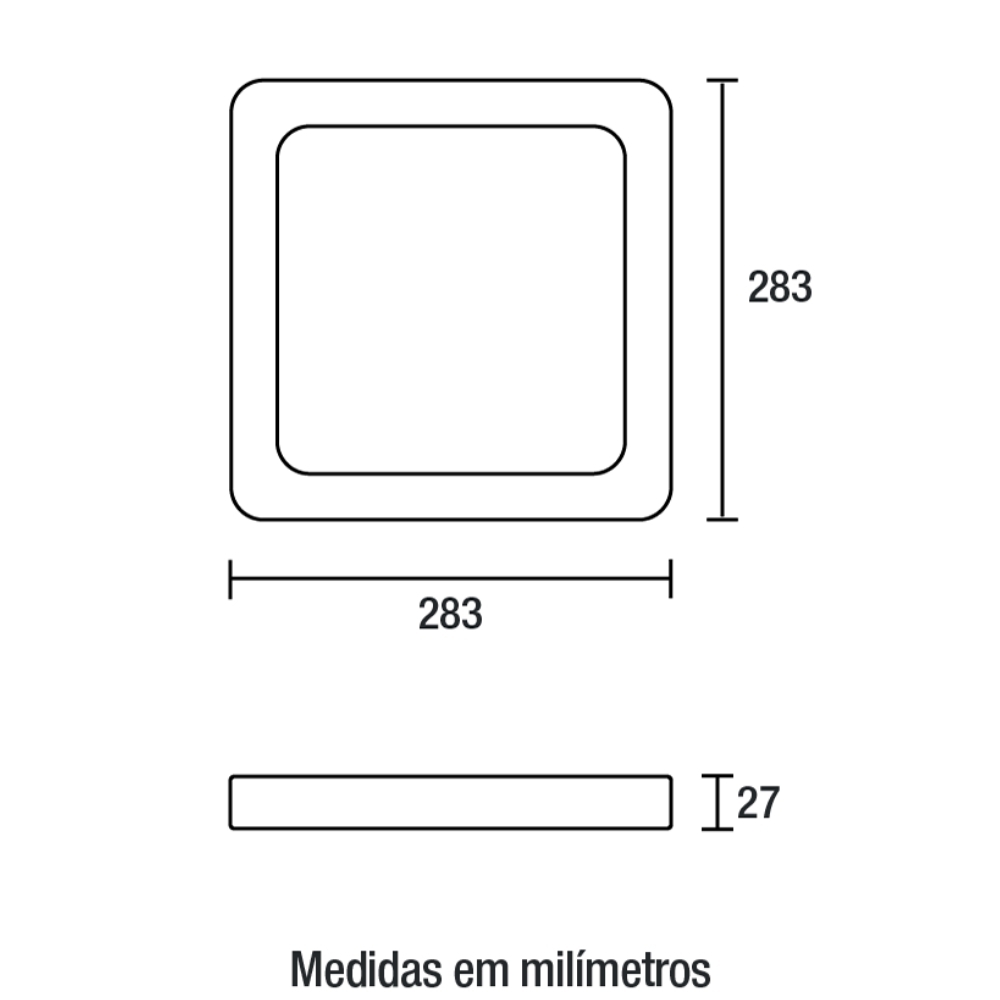 PAINEL LED SOBREPOR 24W BIVOLT LUZ NEUTRA 4100K 2160LM QRADRADO PRETO 28 CM - BLUMENAU