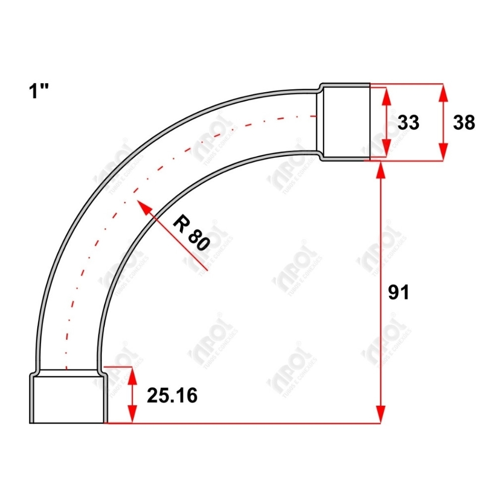 CURVA 90G 1 POLEGADA BRANCO - INPOL