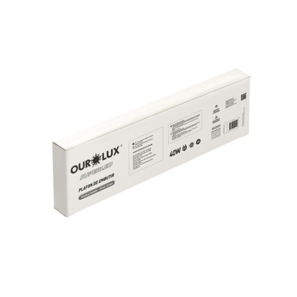 PAINEL LED EMBUTIR 40W BIVOLT LUZ AMARELA 2700K 3000LM RETANGULAR 122X32CM - OUROLUX
