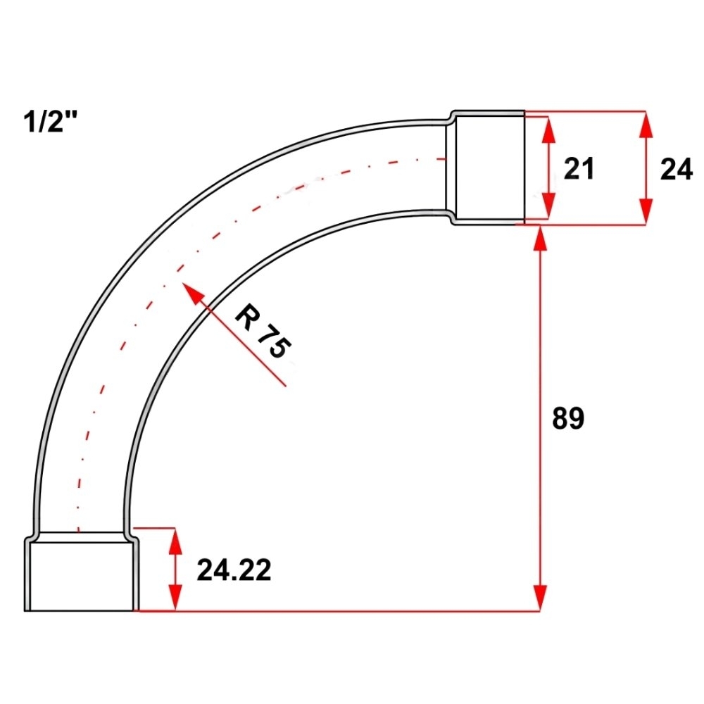 CURVA 90G 1/2 POLEGADAS BRANCO - INPOL