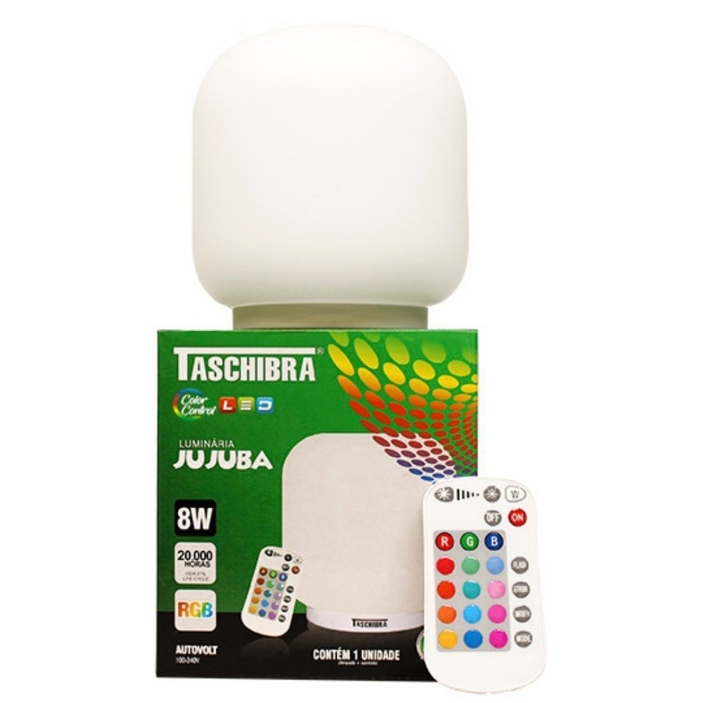 Luminaria de Mesa Led Jujuba 8W Bivolt Luz RGB c/ Controle Remoto - Taschibra
