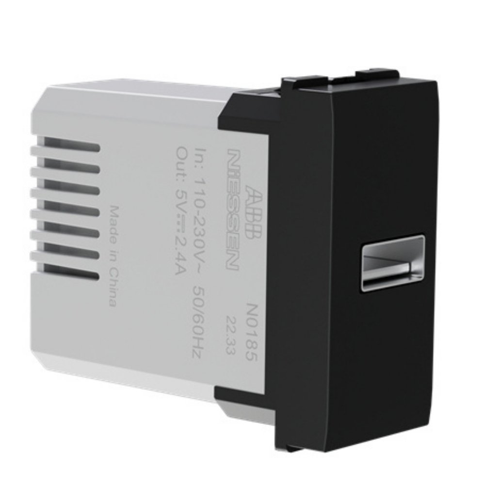 MODULO TOMADA USB A 2,4A 250V PRETO ORIGEN - ABB