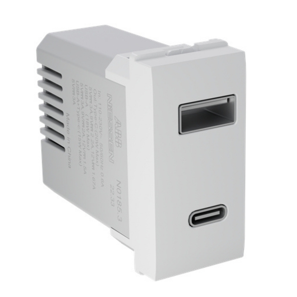 MODULO TOMADA USB A+C 3A 250V BRANCO ORIGEN - ABB