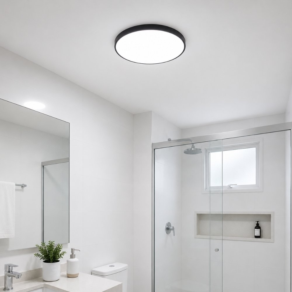 PLAFON LED VERONA 20W 3000K 4000K 6000K PRETO 26CM REDONDO - HEVVY