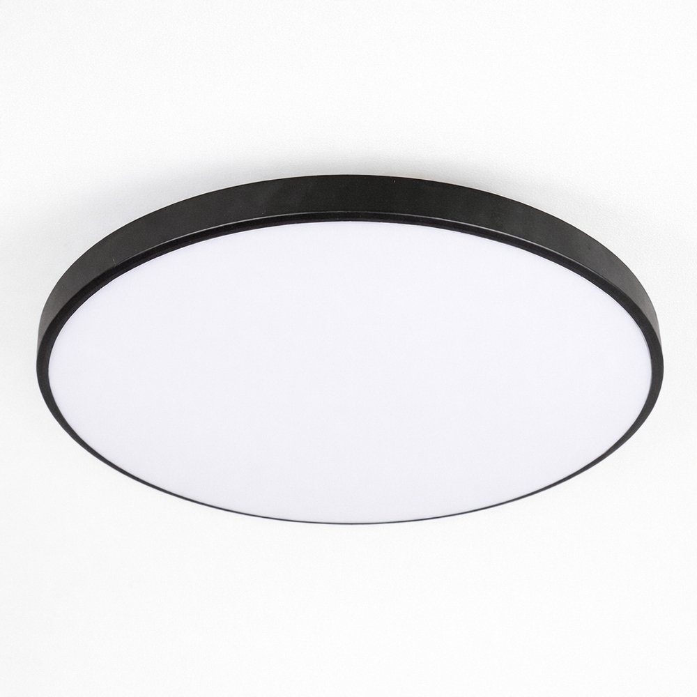 PLAFON LED VERONA 20W 3000K 4000K 6000K PRETO 26CM REDONDO - HEVVY