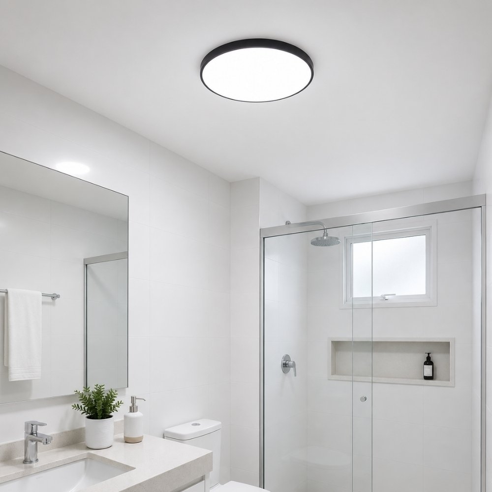 PLAFON LED VERONA 31W 3000K 4000K 6000K PRETO 37CM REDONDO - HEVVY