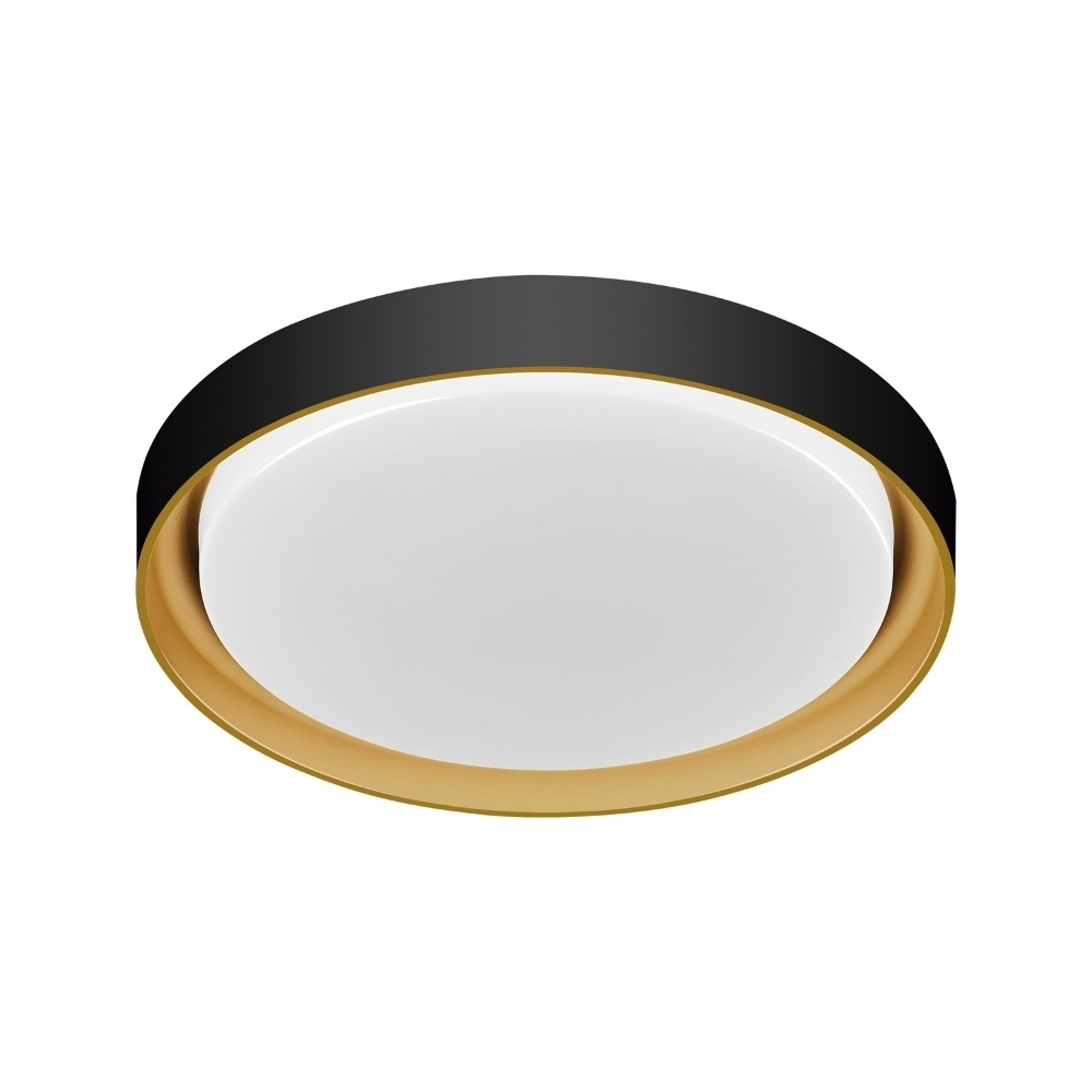 PLAFON LED SIENA 30W 3000K 4000K 6000K 2300LM D41CM PRETO DOURADO - HEVVY