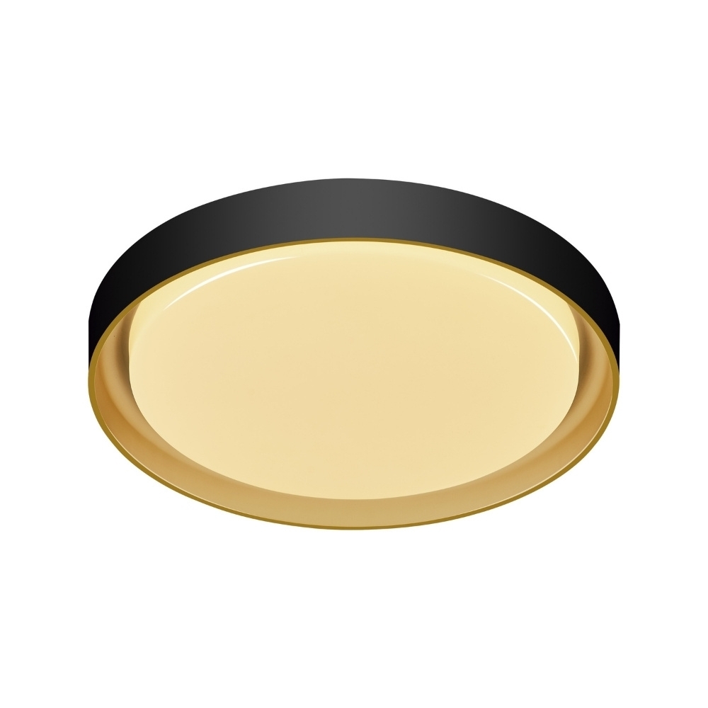 PLAFON LED SIENA 30W 3000K 4000K 6000K 2300LM D41CM PRETO DOURADO - HEVVY