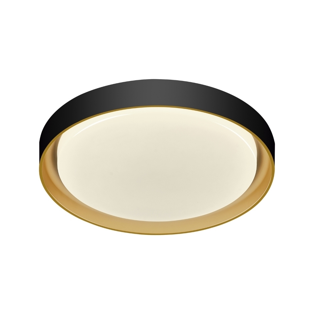 PLAFON LED SIENA 30W 3000K 4000K 6000K 2300LM D41CM PRETO DOURADO - HEVVY
