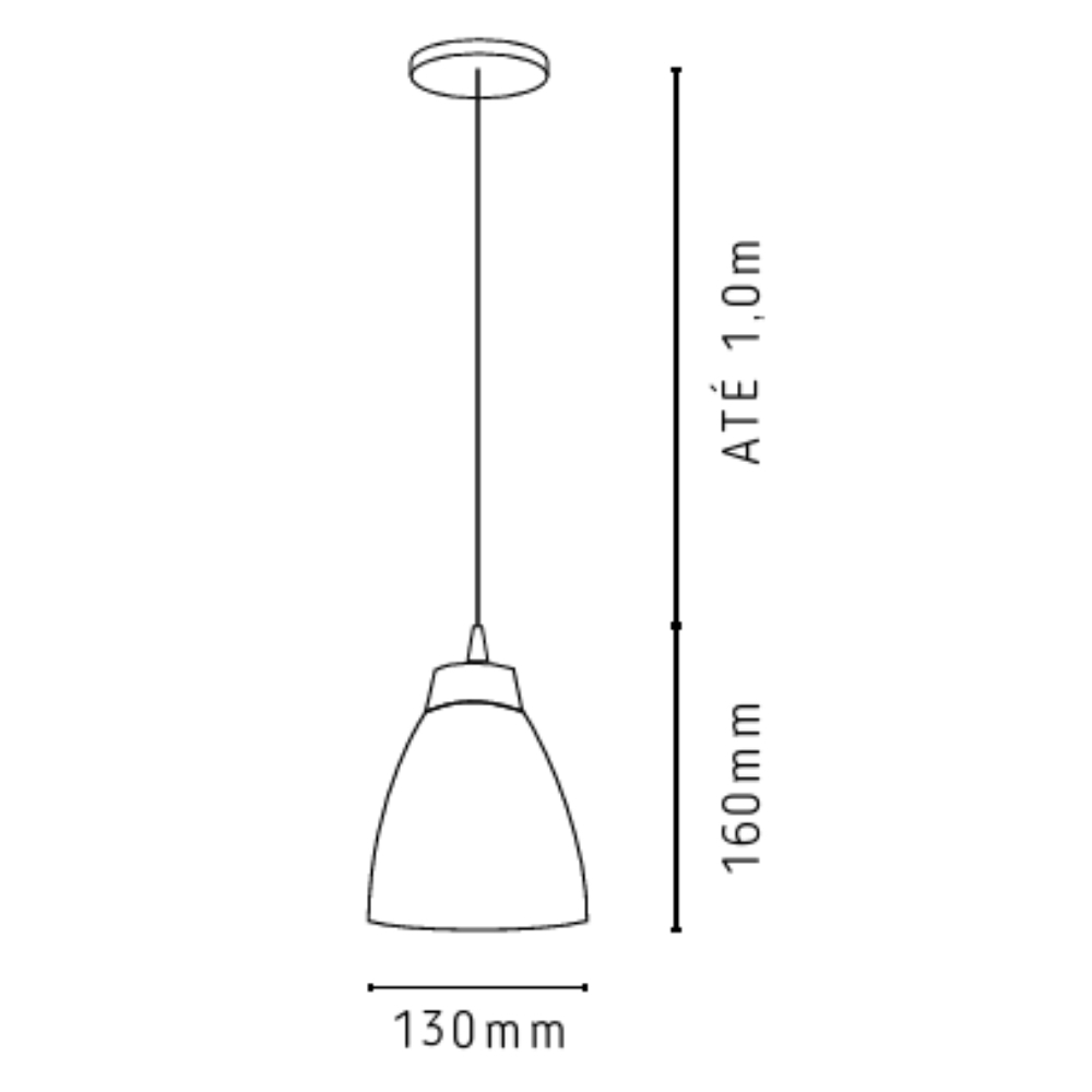 PENDENTE TULIPA PARA 1 LAMPADA E27 PRETO - KIN LIGHT