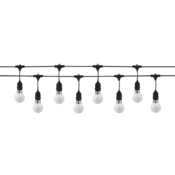 KIT VARAL FESTAO 5 METROS IP65 COM 8 LAMPADAS LED BOLINHA 6W BIVOLT 2700K