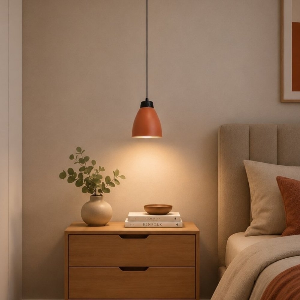 PENDENTE TULIPA PARA 1 LAMPADA E27 COBRE E PRETO - KIN LIGHT
