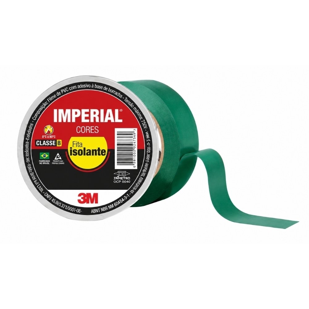 FITA ISOLANTE IMPERIAL CORES 18MM x 10 METROS VERDE - 3M