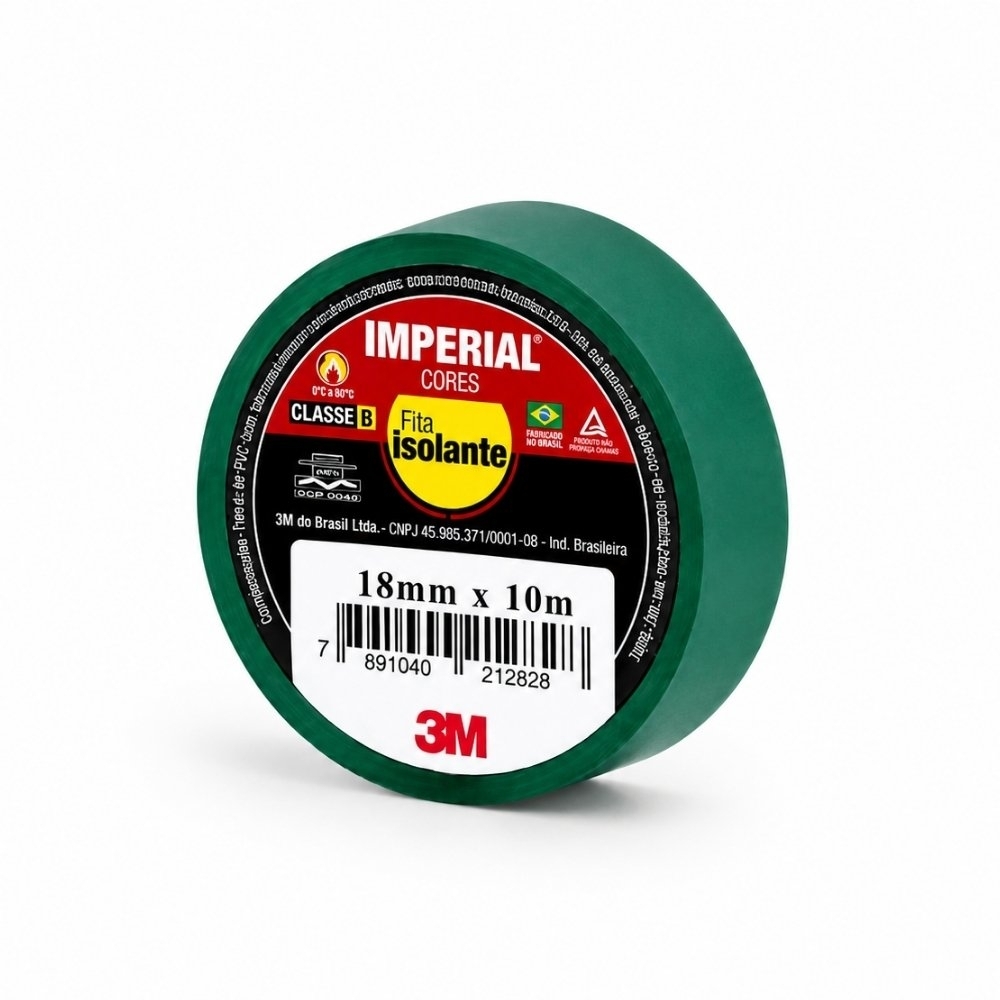 FITA ISOLANTE IMPERIAL CORES 18MM x 10 METROS VERDE - 3M