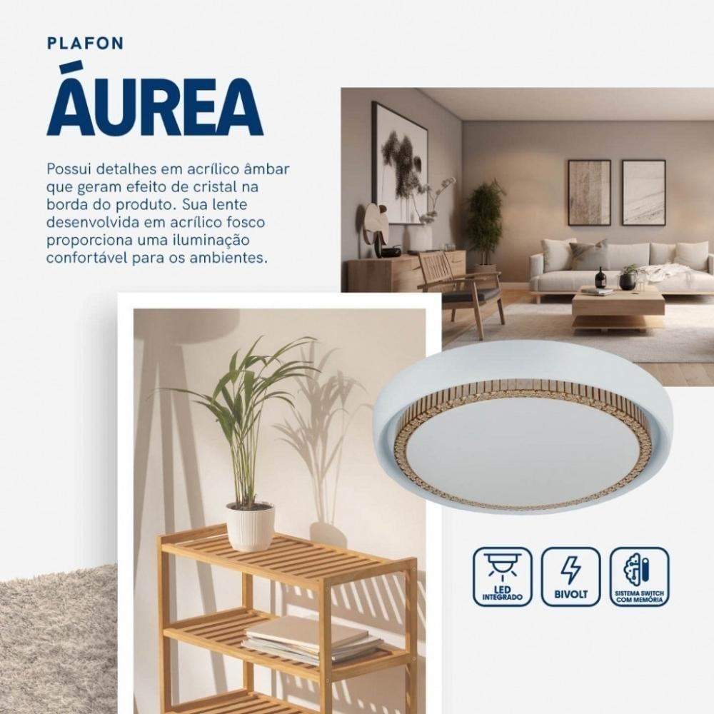 PLAFON LED AUREA 24W AMARELA/NEUTRA/BRANCO 1440LM 42CM BRANCO REDONDO - BLUMENAU