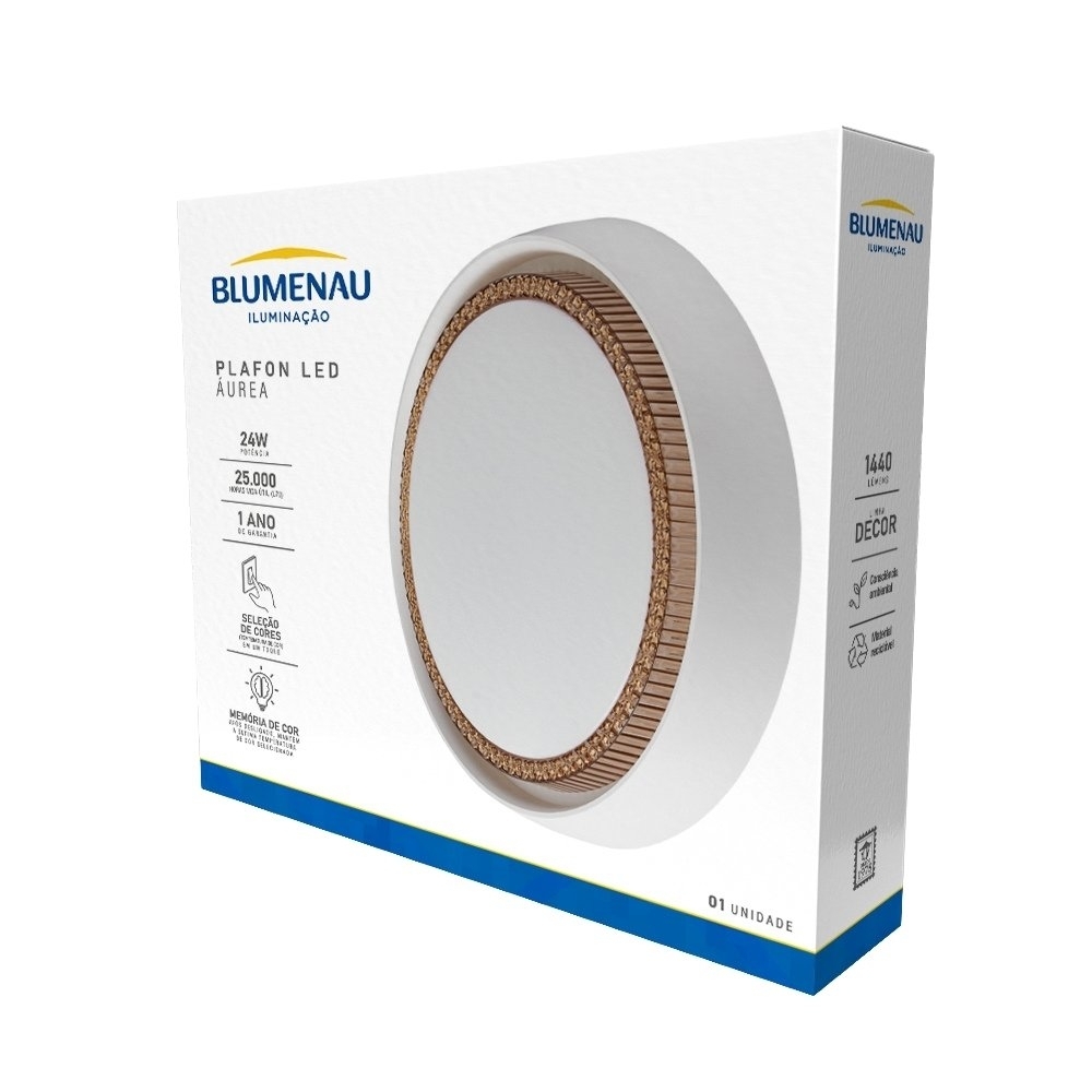PLAFON LED AUREA 24W AMARELA/NEUTRA/BRANCO 1440LM 42CM BRANCO REDONDO - BLUMENAU