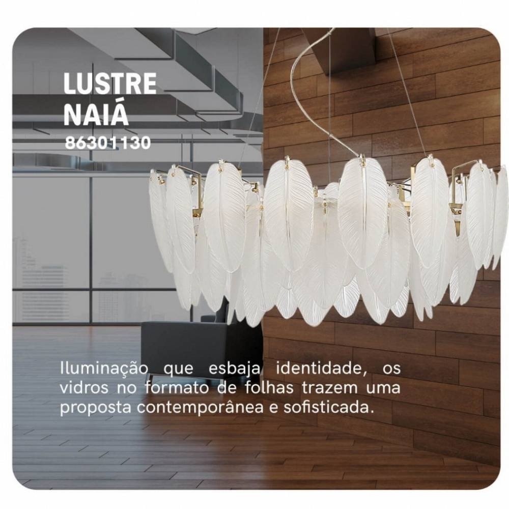 PENDENTE NAIA PARA 8 LAMPADA E14 40W BIVOLT VIDRO DOURADO 120CM - BLUMENAU