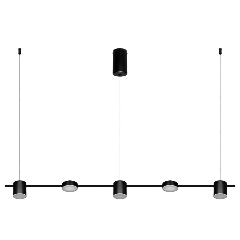 PENDENTE LED LUME 8W BIVOLT LUZ AMARELA 3000K 320LM PRETO RETO 120CM - BLUMENAU