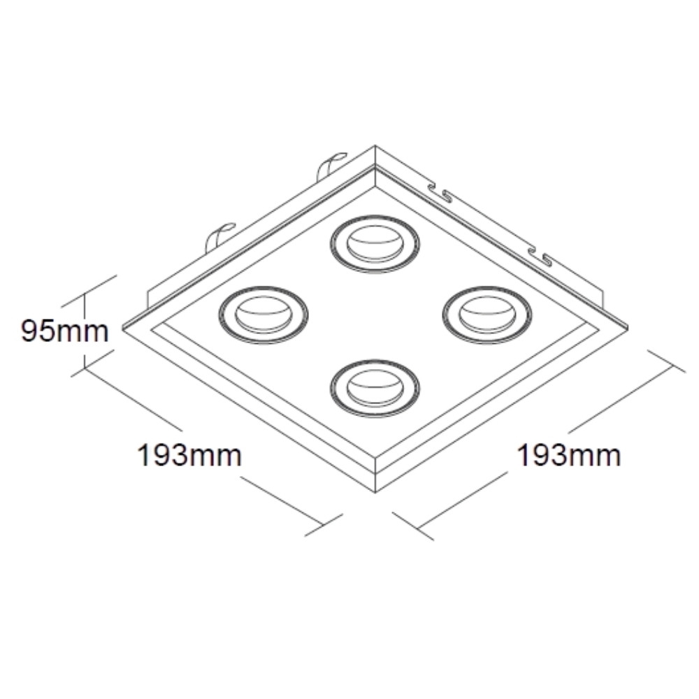 SPOT EMBUTIR PARA 4 LAMPADA DICROICA BRANCO QUADRADO MICRO BORDA BELLA LUCE