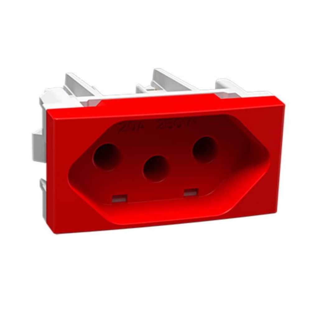 MODULO TOMADA 2 POLOS + TERRA 20A VERMELHO INOVA PRO - ALUMBRA