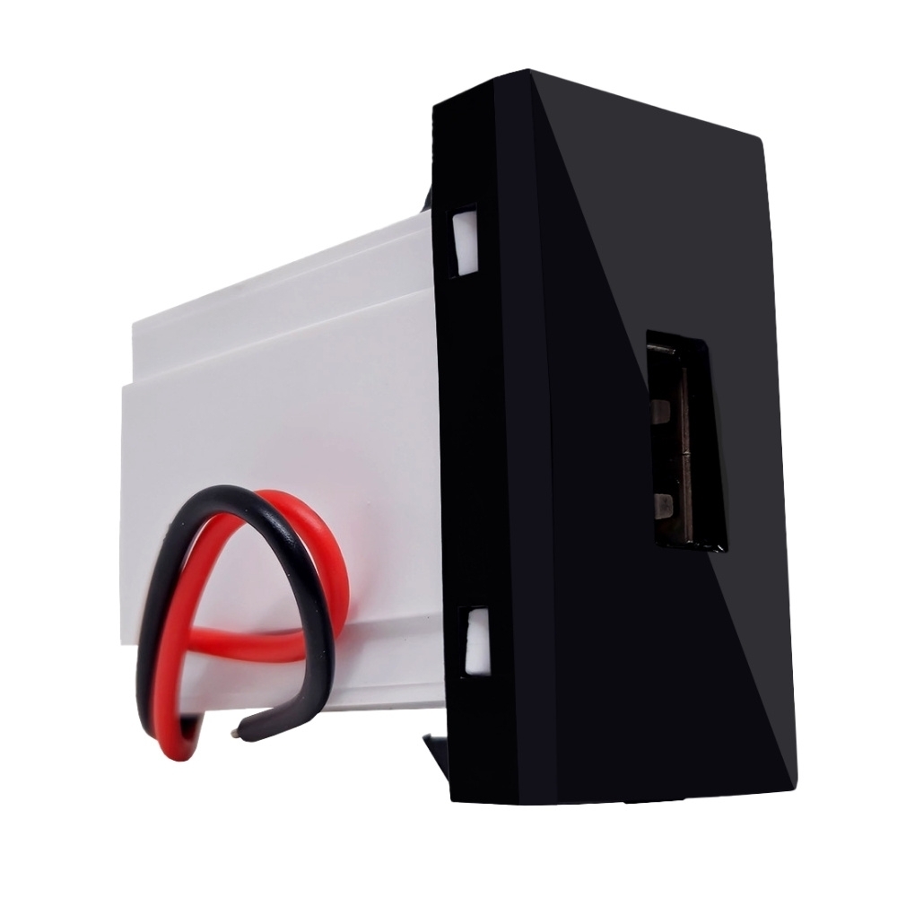 MODULO TOMADA USB 2A BIVOLT BLACK PIANO INOVAPRO - ALUMBRA