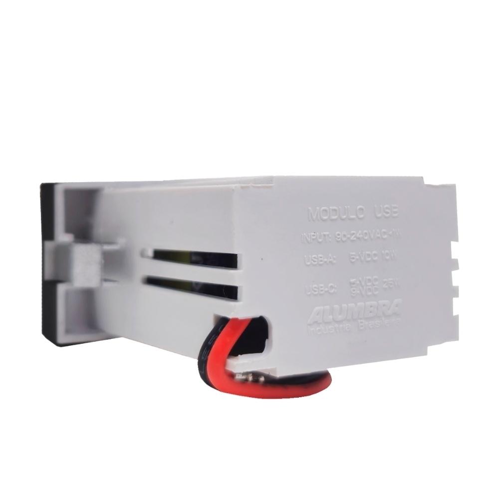 MODULO TOMADA USB 2A BIVOLT PRETO FOSCO INOVA PRO - ALUMBRA
