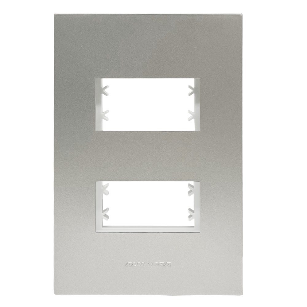 PLACA 4X2 PARA 2 POSTOS SEPARADOS COM SUPORTE CLASS TITANIUM INOVA PRO - ALUMBRA