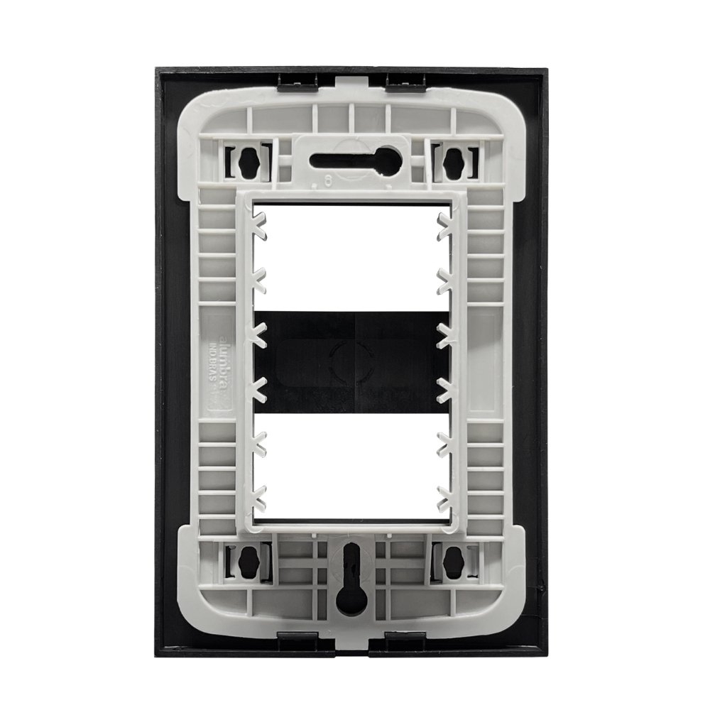 PLACA 4X2 PARA 2 POSTOS SEPARADOS COM SUPORTE PRETO FOSCO INOVA PRO - ALUMBRA